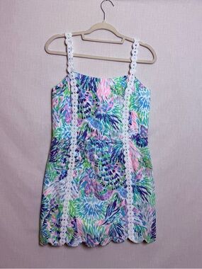 Lilly Pulitzer Jesse Romper Dress Size 8 Shell Of A Party Scallop Lace NWT